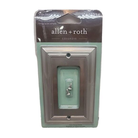Allen+Roth Satin Nickel Single Decoratr Wall Plate Cover Set of 5 [98] - Picture 1 of 9